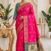 CFPSR-327 | Premium Magenta & Teal Green Art Silk Saree with Unstitched Blouse