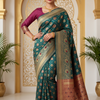 CFPSR-317 | Premium Teal Green & Maroon Art Silk Saree with Unstitched Blouse