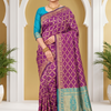 CFPSR-308 | Premium Purple & Turquoise Art Silk Printed Saree with Unstitched Blouse