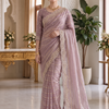 CFSAR-218 | Elegant Dusty Mauve Soft Tissue Saree with Sequins Stone & Cut Dana Handwork