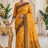 CFPSR-328 | Premium Mustard Yellow Munga Silk Saree with Unstitched Blouse