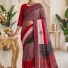 CFPSR-330 | Premium Red & Black Tussar Silk Saree with Ready Made Blouse