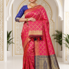 CFPSR-306 | Premium Fuchsia Pink & Navy Blue Art Silk Saree with Unstitched Blouse