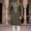 CFKP514 | Green & Grey Embroidered Kurta with Churidar