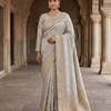 CFSAR-396 | Premium Organza Tissue Saree with Full Jaal Hand Work & Full Sleeve Blouse