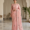 CFSAR-400 | Premium Gorjet Chinon Designer Saree with Resham Handwork & Ready-Made Blouse